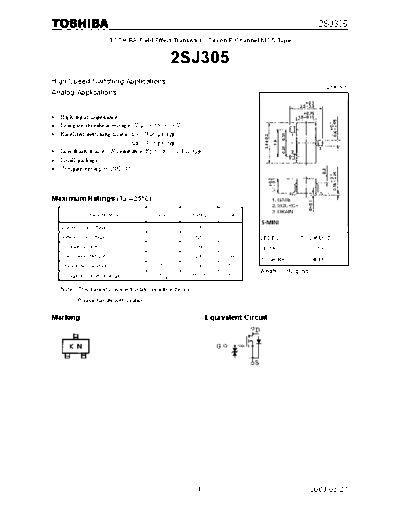 Toshiba 2sj305  . Electronic Components Datasheets Active components Transistors Toshiba 2sj305.pdf