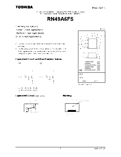 Toshiba rn49a6fs 090423  . Electronic Components Datasheets Active components Transistors Toshiba rn49a6fs_090423.pdf