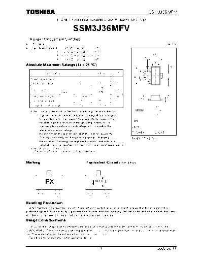 Toshiba ssm3j36mfv 080611  . Electronic Components Datasheets Active components Transistors Toshiba ssm3j36mfv_080611.pdf