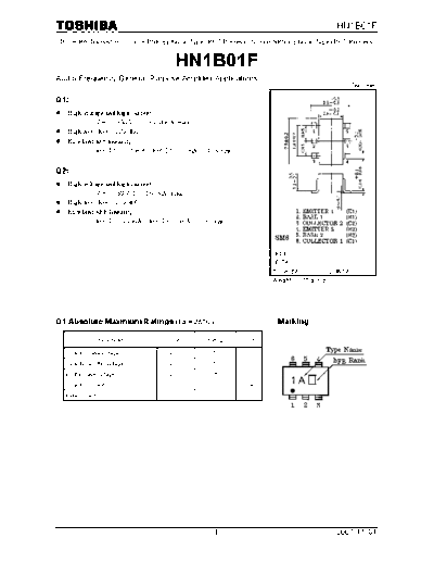 Toshiba hn1b01f 071101  . Electronic Components Datasheets Active components Transistors Toshiba hn1b01f_071101.pdf
