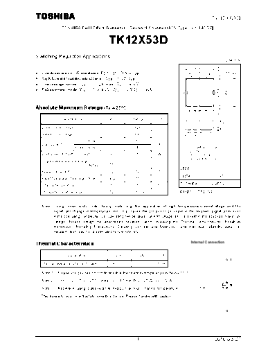 Toshiba tk12x53d en datasheet 100827  . Electronic Components Datasheets Active components Transistors Toshiba tk12x53d_en_datasheet_100827.pdf