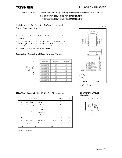Toshiba rn1961fe-rn1966fe  . Electronic Components Datasheets Active components Transistors Toshiba rn1961fe-rn1966fe.pdf