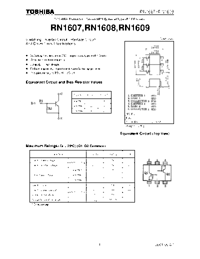 Toshiba rn1607-rn1609  . Electronic Components Datasheets Active components Transistors Toshiba rn1607-rn1609.pdf