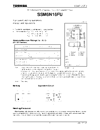 Toshiba ssm6n16fu 071101  . Electronic Components Datasheets Active components Transistors Toshiba ssm6n16fu_071101.pdf