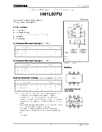 Toshiba hn1l02fu 071101  . Electronic Components Datasheets Active components Transistors Toshiba hn1l02fu_071101.pdf