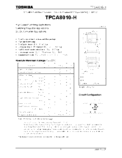 Toshiba tpca8010-h en datasheet 091221  . Electronic Components Datasheets Active components Transistors Toshiba tpca8010-h_en_datasheet_091221.pdf