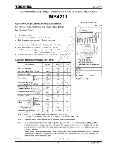 Toshiba mp4211 en wm 20061027  . Electronic Components Datasheets Active components Transistors Toshiba mp4211_en_wm_20061027.pdf