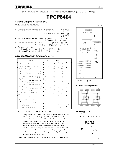 Toshiba tpcp8404 en datasheet 100201  . Electronic Components Datasheets Active components Transistors Toshiba tpcp8404_en_datasheet_100201.pdf