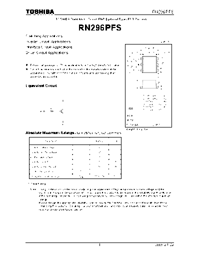 . Electronic Components Datasheets rn296pfs 090420  . Electronic Components Datasheets Active components Transistors Toshiba rn296pfs_090420.pdf