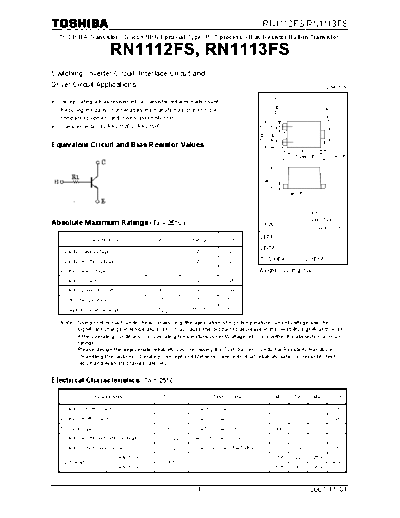 Toshiba rn1112fs rn1113fs  . Electronic Components Datasheets Active components Transistors Toshiba rn1112fs_rn1113fs.pdf