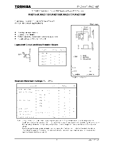 Toshiba rn2114f rn2118f 071101  . Electronic Components Datasheets Active components Transistors Toshiba rn2114f_rn2118f_071101.pdf