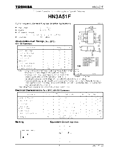 Toshiba hn3a51f 071122  . Electronic Components Datasheets Active components Transistors Toshiba hn3a51f_071122.pdf