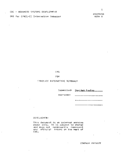 cdc Cybil-CC Interactive Debugger ERS Sep80  . Rare and Ancient Equipment cdc cyber cyber_180 NOS_VE ses Cybil-CC_Interactive_Debugger_ERS_Sep80.pdf