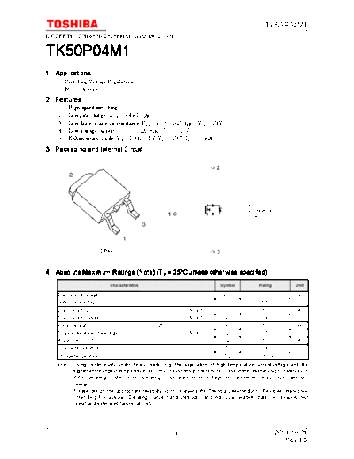 Toshiba tk50p04m1 en datasheet 111021  . Electronic Components Datasheets Active components Transistors Toshiba tk50p04m1_en_datasheet_111021.pdf