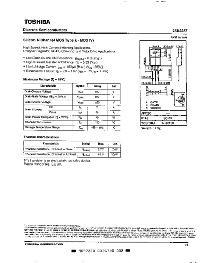 Toshiba 2sk2237  . Electronic Components Datasheets Active components Transistors Toshiba 2sk2237.pdf