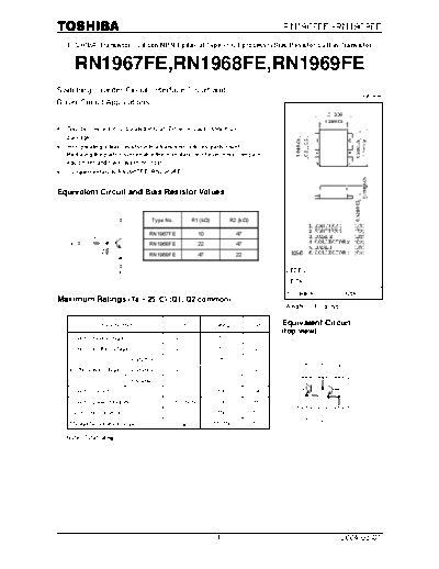Toshiba rn1967fe-rn1969fe  . Electronic Components Datasheets Active components Transistors Toshiba rn1967fe-rn1969fe.pdf