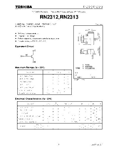 Toshiba rn2312-rn2313  . Electronic Components Datasheets Active components Transistors Toshiba rn2312-rn2313.pdf