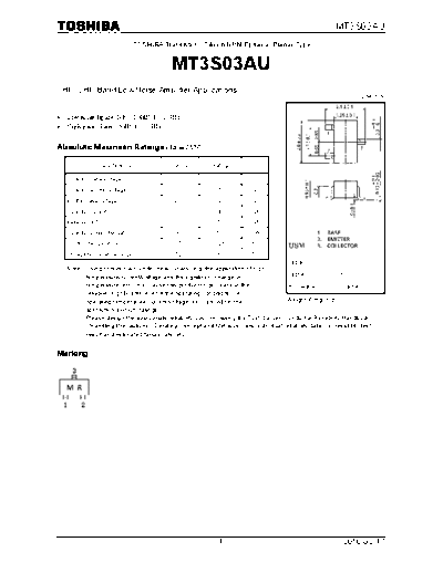 Toshiba mt3s03au 100217  . Electronic Components Datasheets Active components Transistors Toshiba mt3s03au_100217.pdf