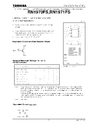Toshiba rn1970fs rn1971fs  . Electronic Components Datasheets Active components Transistors Toshiba rn1970fs_rn1971fs.pdf