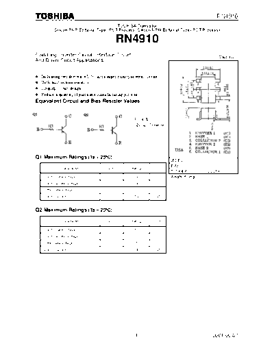 Toshiba rn4910  . Electronic Components Datasheets Active components Transistors Toshiba rn4910.pdf