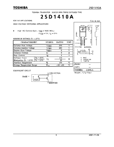 Toshiba 2sd1410a  . Electronic Components Datasheets Active components Transistors Toshiba 2sd1410a.pdf
