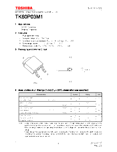 Toshiba tk60p03m1 en datasheet 110722  . Electronic Components Datasheets Active components Transistors Toshiba tk60p03m1_en_datasheet_110722.pdf