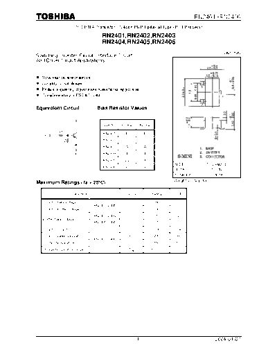 Toshiba rn2401-rn2406  . Electronic Components Datasheets Active components Transistors Toshiba rn2401-rn2406.pdf