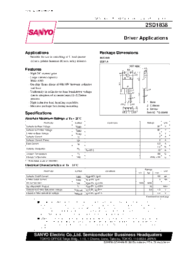 2 22sd1838  . Electronic Components Datasheets Various datasheets 2 22sd1838.pdf