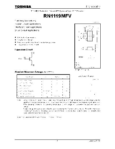 Toshiba rn1119mfv  . Electronic Components Datasheets Active components Transistors Toshiba rn1119mfv.pdf