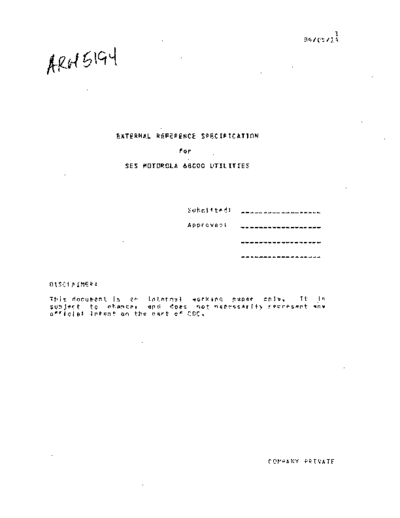 cdc ARH5194 SES Motorola 68000 Utilities ERS May84  . Rare and Ancient Equipment cdc cyber cyber_180 NOS_VE ses ARH5194_SES_Motorola_68000_Utilities_ERS_May84.pdf