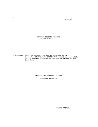 cdc Software Rel Bulletin NOS VE Cycle 17 Feb84  . Rare and Ancient Equipment cdc cyber cyber_180 NOS_VE release_notes Software_Rel_Bulletin_NOS_VE_Cycle_17_Feb84.pdf