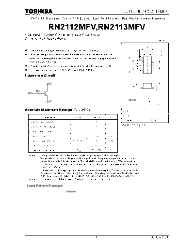 Toshiba rn2112mfv rn2113mfv  . Electronic Components Datasheets Active components Transistors Toshiba rn2112mfv_rn2113mfv.pdf