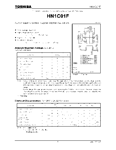 Toshiba hn1c01f 071101  . Electronic Components Datasheets Active components Transistors Toshiba hn1c01f_071101.pdf