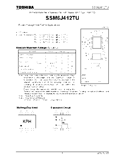 Toshiba ssm6j412tu 101208  . Electronic Components Datasheets Active components Transistors Toshiba ssm6j412tu_101208.pdf