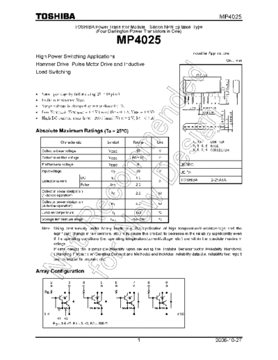 Toshiba mp4025 en wm 20061027  . Electronic Components Datasheets Active components Transistors Toshiba mp4025_en_wm_20061027.pdf