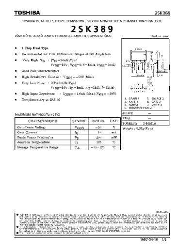 Toshiba 2sk389  . Electronic Components Datasheets Active components Transistors Toshiba 2sk389.pdf