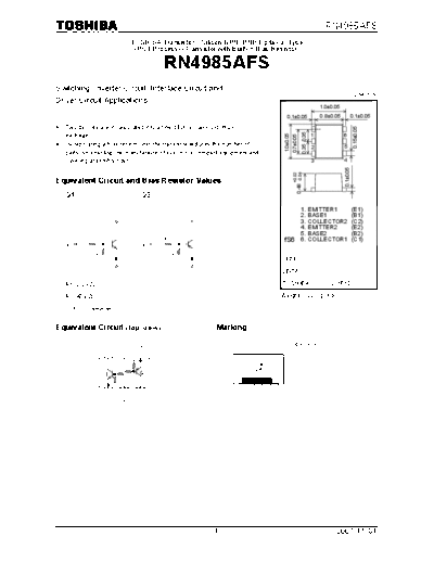 Toshiba rn4985afs 071101  . Electronic Components Datasheets Active components Transistors Toshiba rn4985afs_071101.pdf