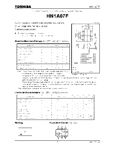 Toshiba hn1a07f 071122  . Electronic Components Datasheets Active components Transistors Toshiba hn1a07f_071122.pdf