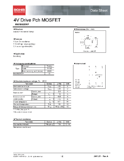 Rohm rw1e025rp  . Electronic Components Datasheets Active components Transistors Rohm rw1e025rp.pdf