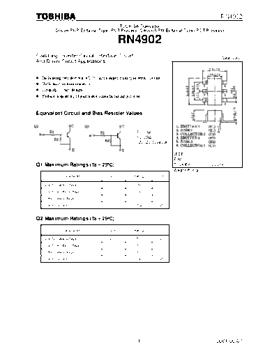 Toshiba rn4902  . Electronic Components Datasheets Active components Transistors Toshiba rn4902.pdf