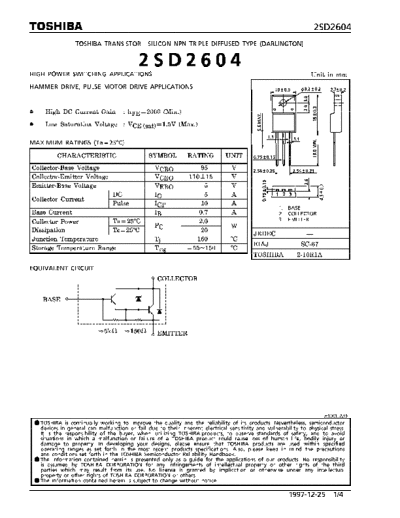 Toshiba 2sd2604  . Electronic Components Datasheets Active components Transistors Toshiba 2sd2604.pdf