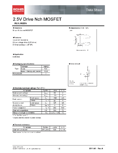 Rohm ru1l002sn  . Electronic Components Datasheets Active components Transistors Rohm ru1l002sn.pdf
