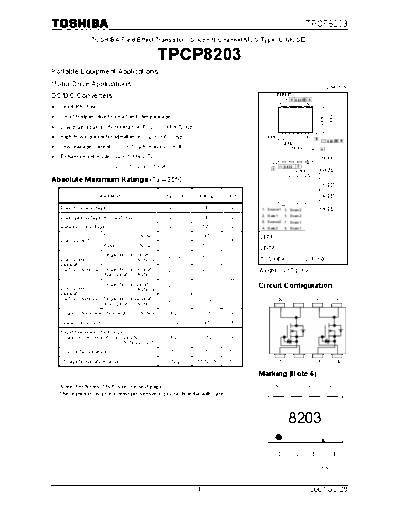 Toshiba tpcp8203 en datasheet 070228  . Electronic Components Datasheets Active components Transistors Toshiba tpcp8203_en_datasheet_070228.pdf