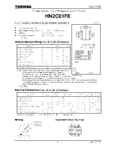 . Electronic Components Datasheets hn2c01fe 071101  . Electronic Components Datasheets Active components Transistors Toshiba hn2c01fe_071101.pdf