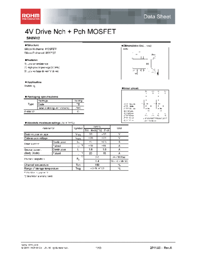 Rohm sh8m12  . Electronic Components Datasheets Active components Transistors Rohm sh8m12.pdf