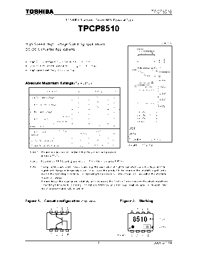 Toshiba tpcp8510 en datasheet 090714  . Electronic Components Datasheets Active components Transistors Toshiba tpcp8510_en_datasheet_090714.pdf