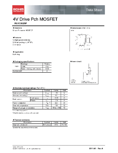 Rohm ru1e002sp  . Electronic Components Datasheets Active components Transistors Rohm ru1e002sp.pdf