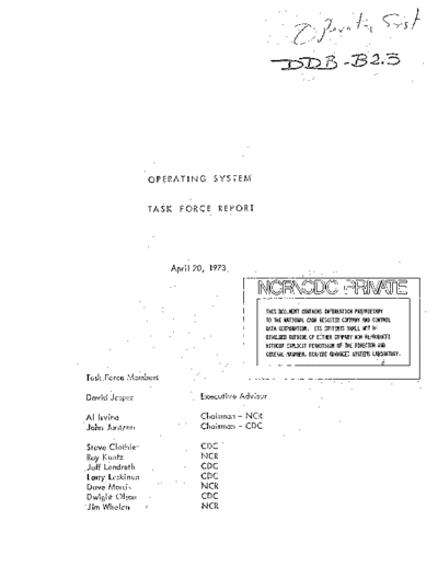 cdc 19730420 Operating System Task Force Report Apr73  . Rare and Ancient Equipment cdc cyber cyber_180 IPLOS OS_Memos_1973-1975 19730420_Operating_System_Task_Force_Report_Apr73.pdf