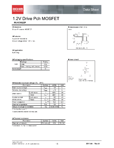 Rohm ru1c002zp  . Electronic Components Datasheets Active components Transistors Rohm ru1c002zp.pdf
