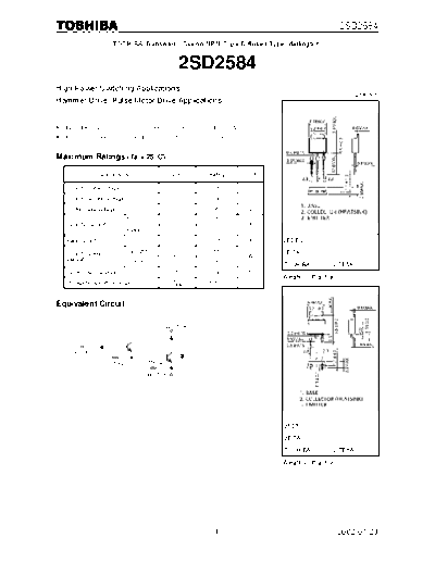 Toshiba 2sd2584  . Electronic Components Datasheets Active components Transistors Toshiba 2sd2584.pdf